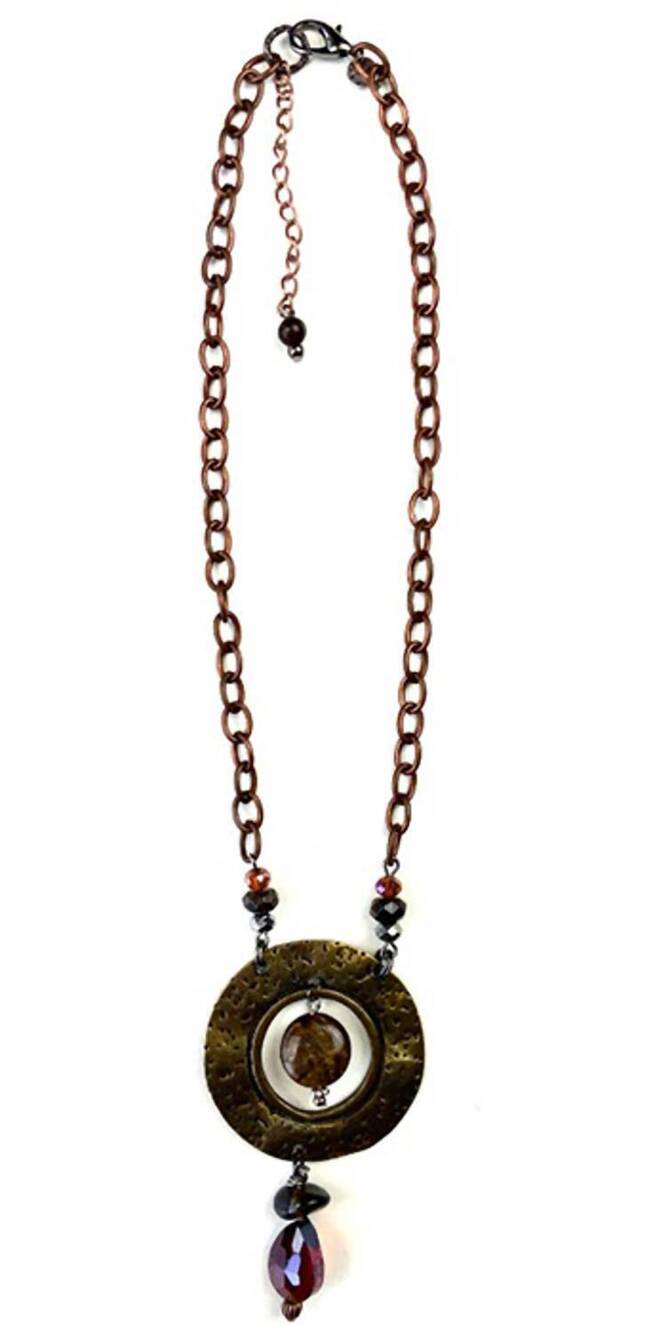 NEW LEGEND OR LIES women's open disc drop pendant necklace in mixed metal